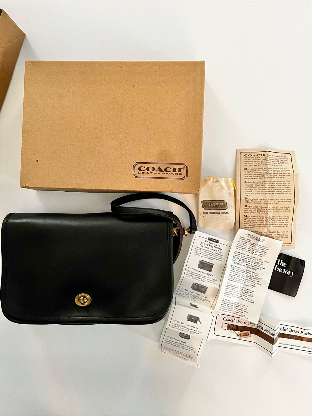 Coach Vintage Pre 1994 Complete Set Made in USA Black Leather Convertible Bag